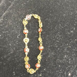 Gold and Red Evil Eye Bracelet